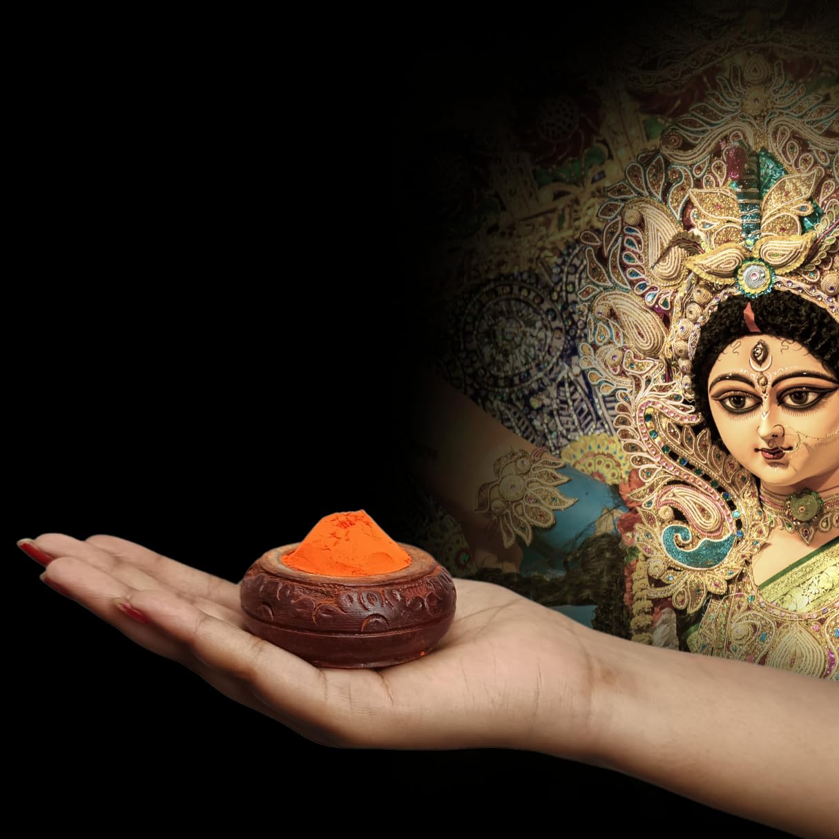 santarms Wooden Kumkum Box (2.5 Inch Height) Elegant Indian Handicrafts Sindoor For Pooja Room | Ideal Haldi, Tilak, And Compact Affordable Holder Ladies Traditional Low Rate Accessory