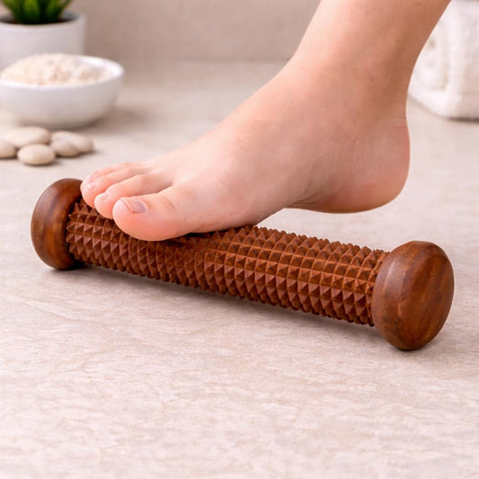 Santarms Wooden Acupressure Foot Massager Roller for Pain Relief, Blood Circulation, Stress Relief, Free Feet and Relaxation at Home (Brown, 12 inch)