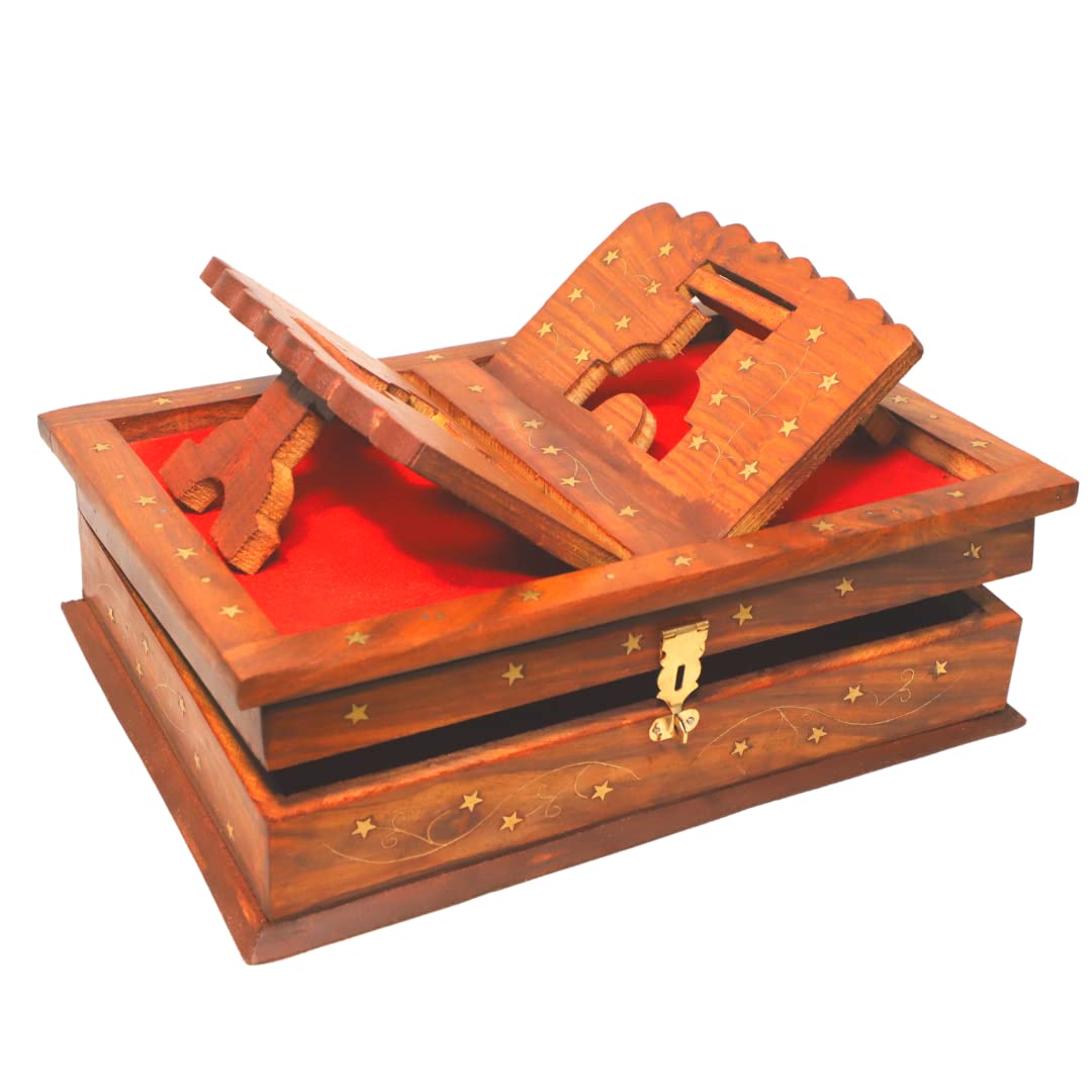 Santarms Wooden Handmade Book Box, Holy Book Reader for Home D�cor (Brown)