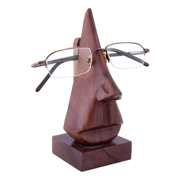 santarms Wooden Display Stand, Rosewood Spectacle Holder, Nose Shaped Goggle/Specs Eyeglass Holder Stand