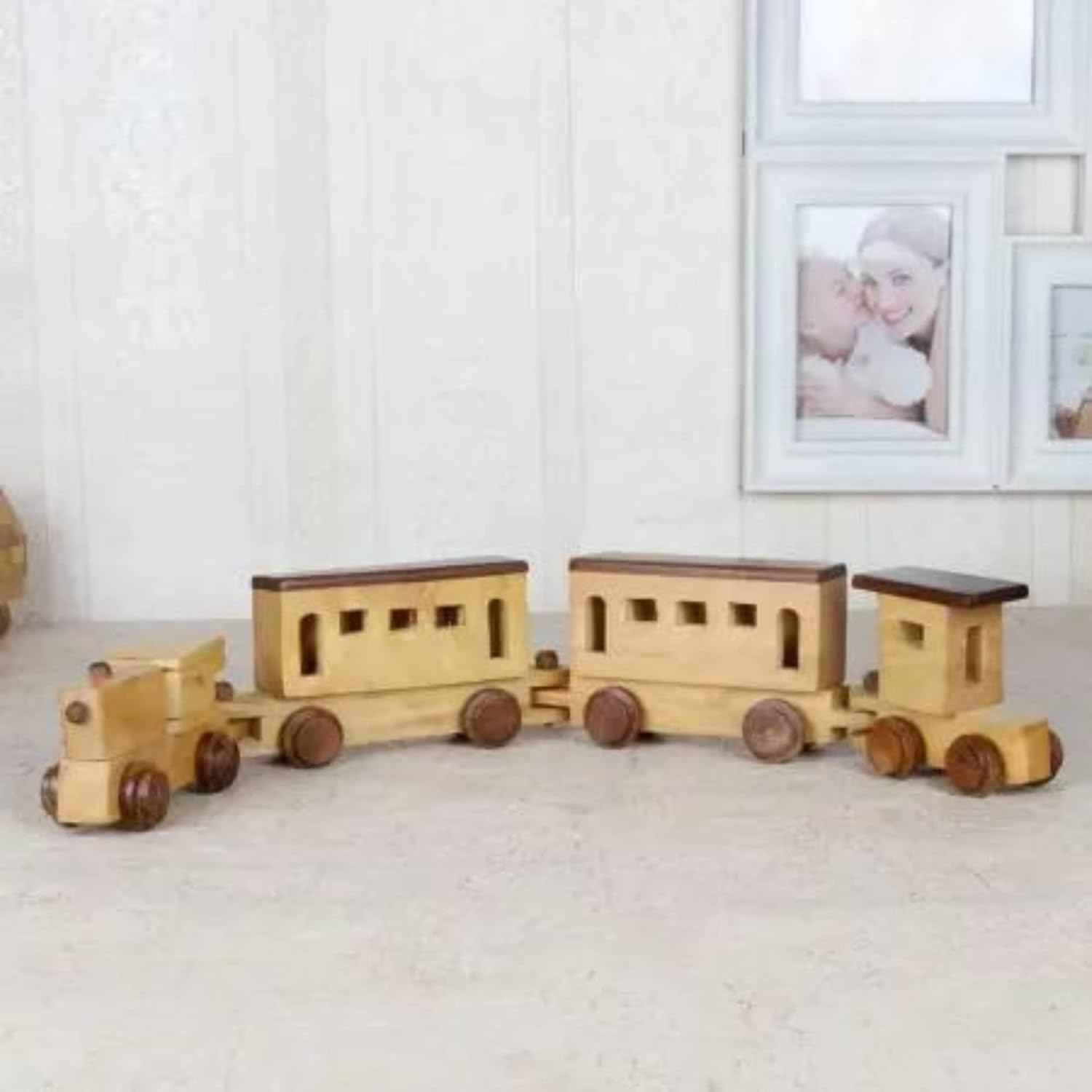 santarms Handcrafted Wooden Train Set Spark Imagination and Fun with A Classic Toy for Kids and Home Décor, Gift Item for Children and Office Showpiece
