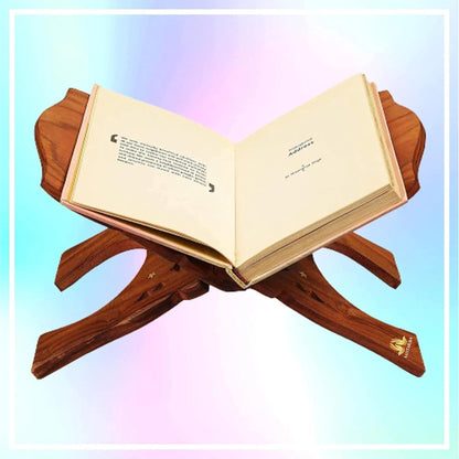 Santarms Handmade Wooden Foldable Geeta Stand: an Elegant and Versatile Holy Book Holder – 13 Inch, Brown