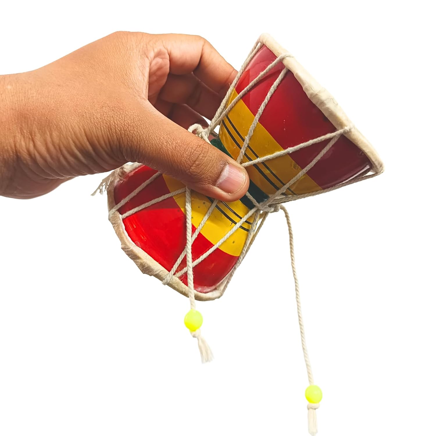 Santarms Shivji Ka Damru | Multicolour Wooden Handmade Damaru | Traditional Indian Hand Percussion Instrument – Pack of 1