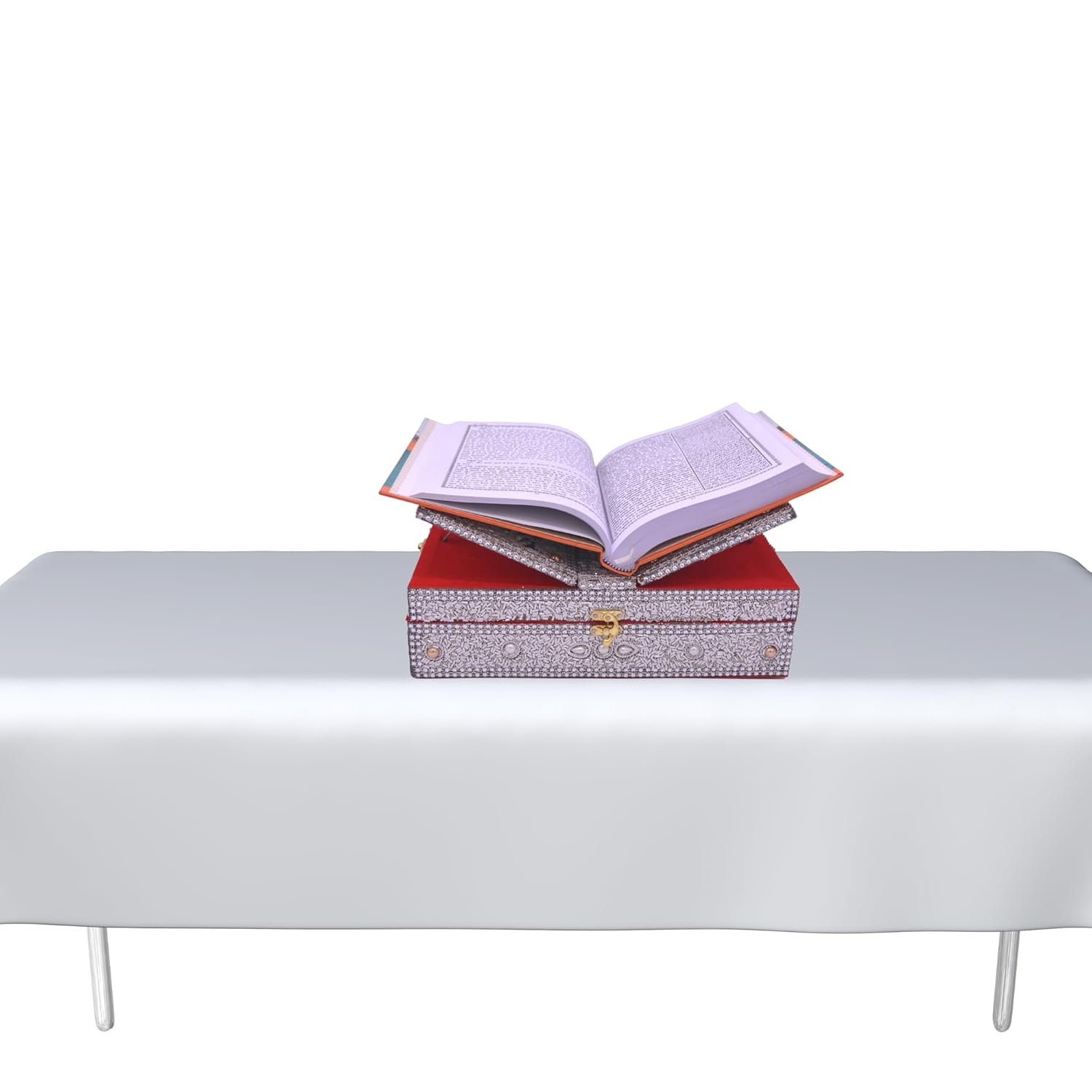 santarms Elegant Wooden Quran Book Holder For Reading - Intricately Designed Box With Rehal Stand | Holy Quran Holder For Reverent Display And Ease Of Use | Premium Wooden Rehal For Sacred Reading