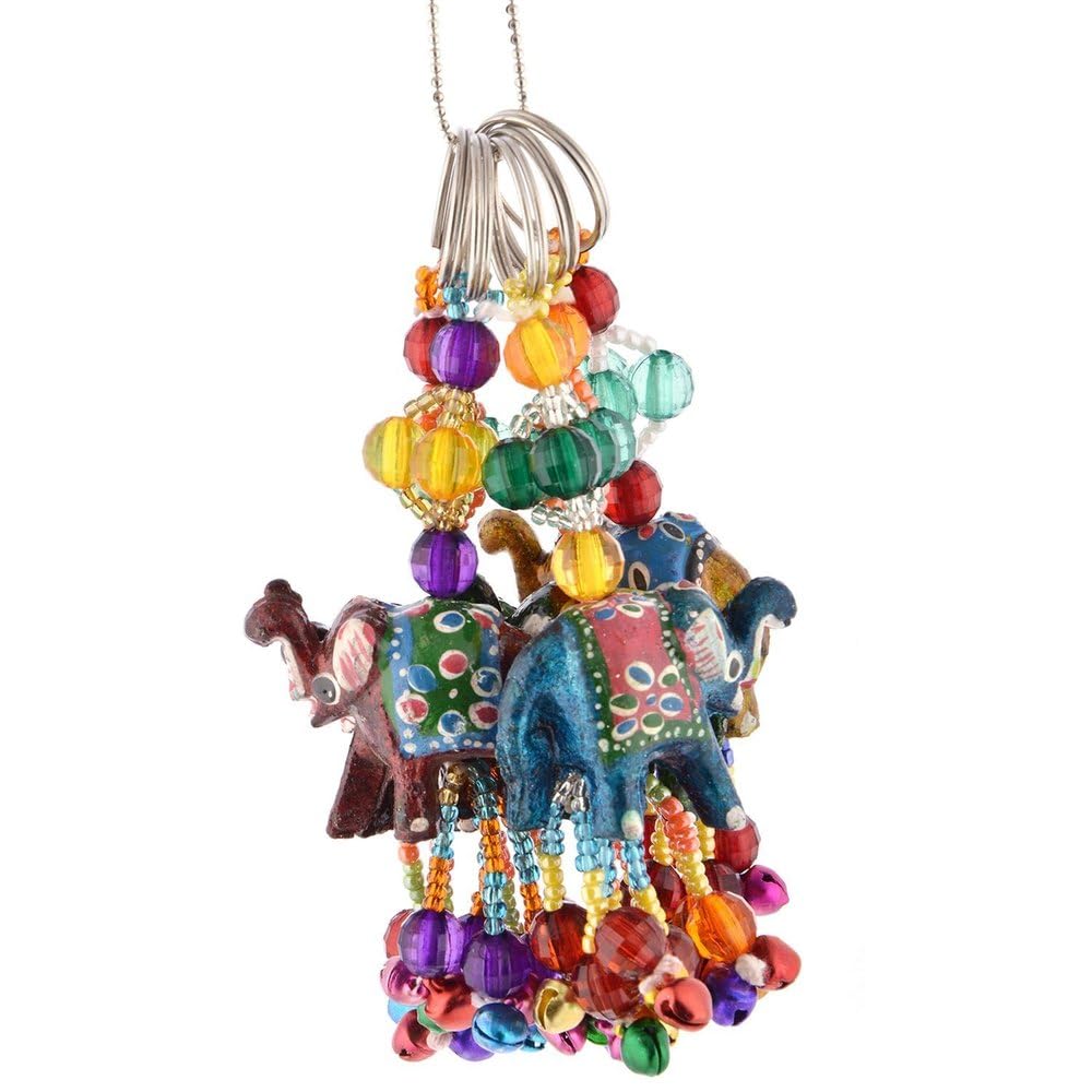 santarms Key Ring Wooden Elephant Key Chain, Key-Ring (3 inch) brown colour Wood - Elephant Keychain - use as a Gift