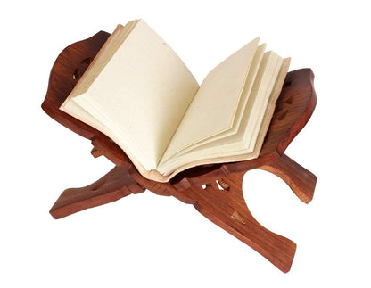 Santarms Wooden Holy Book Stand Rehal for Pooja, Reading Geeta, Bible, Quran Books (13 Inch) | Sheesham Quran, Kaba, Kaaba, Makka Madina, Pooja & Religious