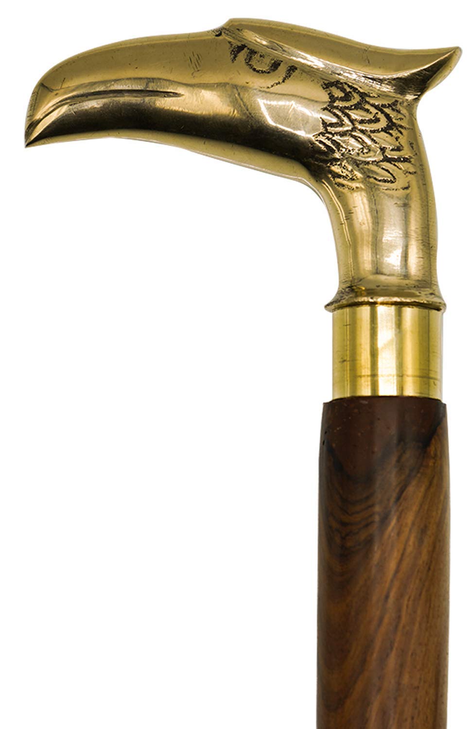 Santarms Wooden Stick for Walking Folding Walking Stick Walking Stick Pakka Sheesham Wood Walking Stick with Brass Handle - Eagle Design