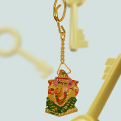 santarms Wooden Ganesha Key Chain, Key-Ring (11 cm) Multicolour-Hight Quality Wood- Ganesha Keychain Idol Keychain Collectible Gifting
