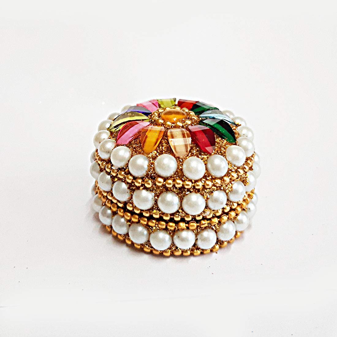 RUKMINI Aluminum Round Kumkum/Sindur Box for Women (Gold, Xs, 2.5 X 4.5X 4.5 Cm) - Pack of 12
