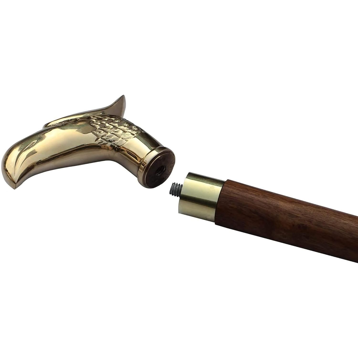 Santarms Wooden Stick for Walking Folding Walking Stick Walking Stick Pakka Sheesham Wood Walking Stick with Brass Handle - Eagle Design