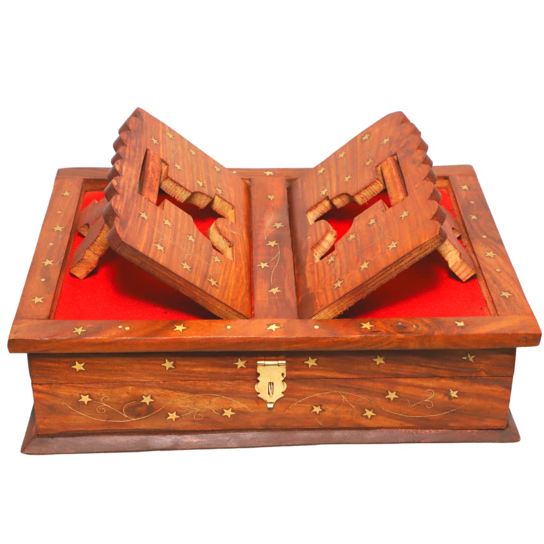 Santarms Wooden Handmade Book Box, Holy Book Reader for Home D�cor (Brown)