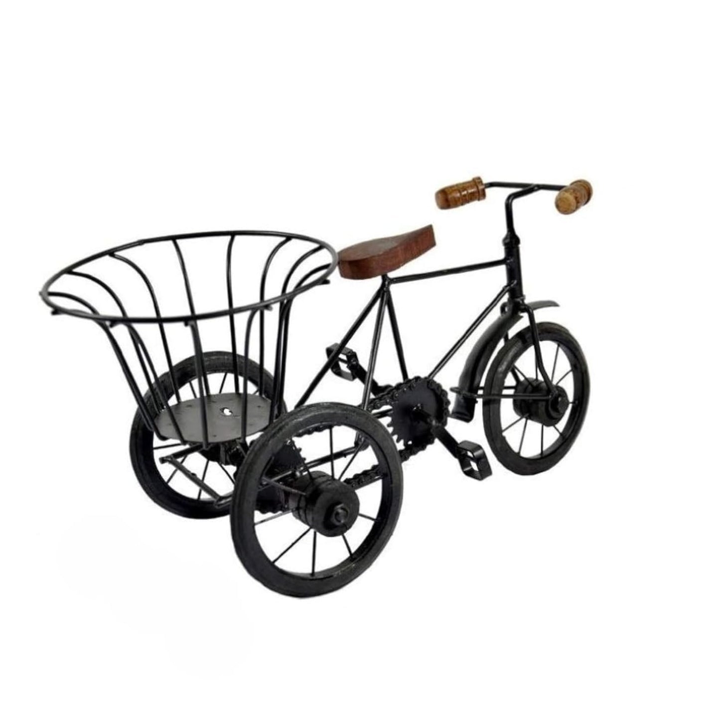 santarms Mini Iron Tricycle Showpiece with Basket for Home Decor | Vintage Handmade Cycle Planter Decorative Item | Metal Bicycle for Indoor Gift Use