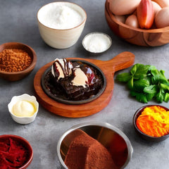 santarms Cast Iron Sizzler Plate with Wooden Stand