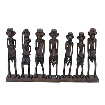santarms Handcrafted Wooden African Zulu Tribal Musician Men | 16.5 Cm Decorative Showpieces for Home & Office Décor | Unique Handicraft Gift