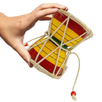 Santarms Handcrafted Wooden Damru | 5 Inch Traditional Indian Drum for Devotional Puja, Bhajan, Meditation & Kids | Lord Shiva Spiritual Instrument