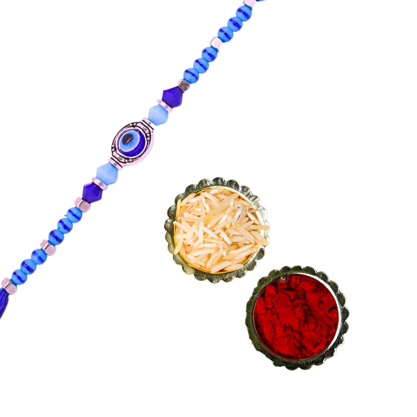 santarms Rakhi Combo of 2 - Rakshabandhan Evil Eyes Celebrations Gift Set Exquisite for Brother and Bhabhi Elegant Protective Design