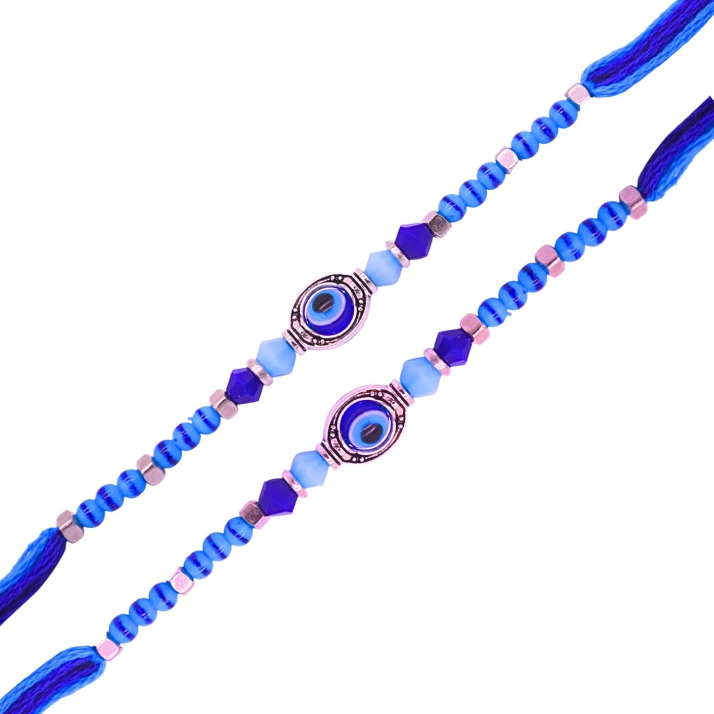 santarms Rakhi Combo of 2 - Rakshabandhan Evil Eyes Celebrations Gift Set Exquisite for Brother and Bhabhi Elegant Protective Design