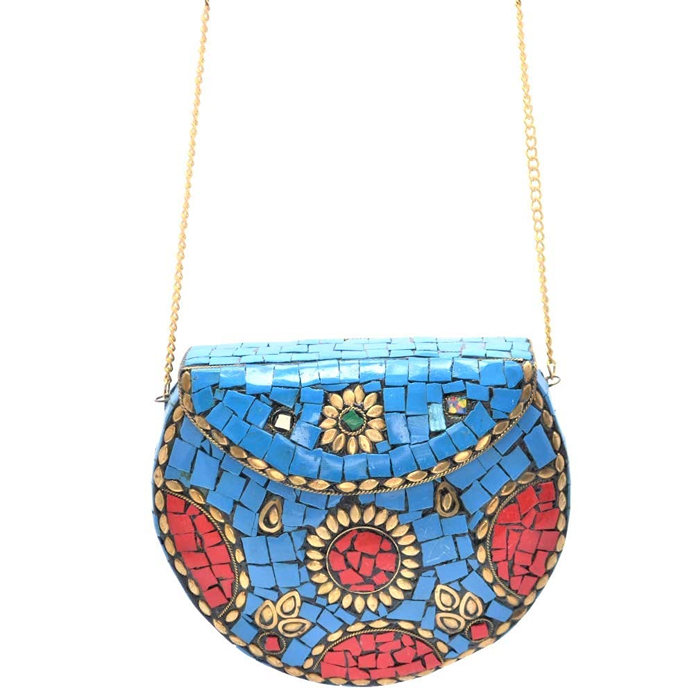 santarms Beautiful Ethnic Multi Colour Sling Bag With Beads Bags For Women Ladies Match Pair Heels Sandals Enrich Woman Female Party Miss Women's Handbag Wallet Pouch Tote Clutch Clasp Pooch