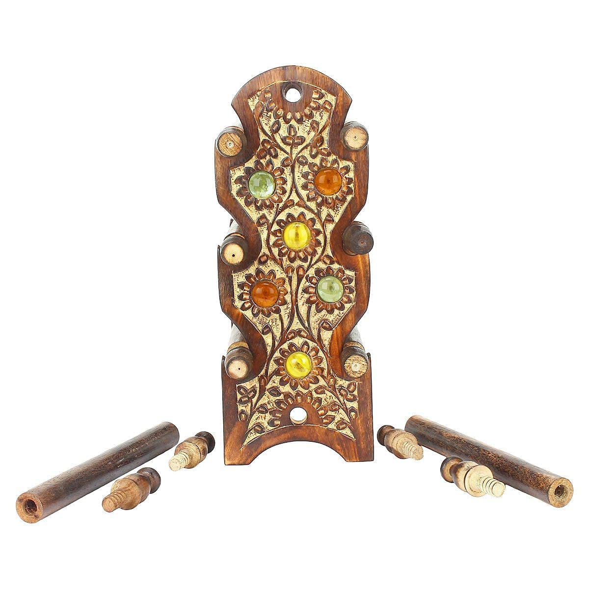 santarms Stylish Wooden Bangle Stand for Women Organizer chudi Holder New churi Bengals Wardrobe Bangles - 6 Rod Bangle Stand