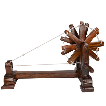 santarms Rosewood Gandhiji Charkha - Wooden Handmade Khadi Charkha, Pack of 1, Home Decor, 8 inch