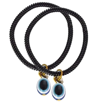 santarms Evil Eye Bracelets for KIDS, Nazar Unisex, Nazar Battu All - Girls, Boys, Nazariya for New Born BABY, Black, PACK of 2