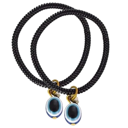 santarms Evil Eye Bracelets for KIDS, Nazar Unisex, Nazar Battu All - Girls, Boys, Nazariya for New Born BABY, Black, PACK of 2