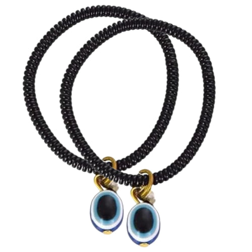 santarms Evil Eye Bracelets for KIDS, Nazar Unisex, Nazar Battu All - Girls, Boys, Nazariya for New Born BABY, Black, PACK of 2