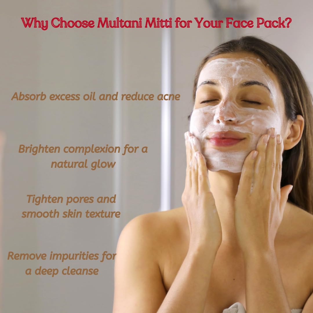 Santarms Natural Multani Mitti Powder 500gm | Pure Fuller's Earth Face Pack For Glowing Skin Improves Tone Free From Harsh Chemicals Suitable Radiant & Naturally Nourishing Hair Packs