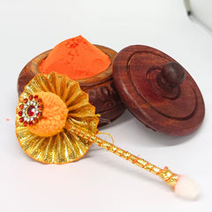 santarms Wooden Kumkum Box (2.5 Inch Height) Elegant Indian Handicrafts Sindoor For Pooja Room | Ideal Haldi, Tilak, And Compact Affordable Holder Ladies Traditional Low Rate Accessory
