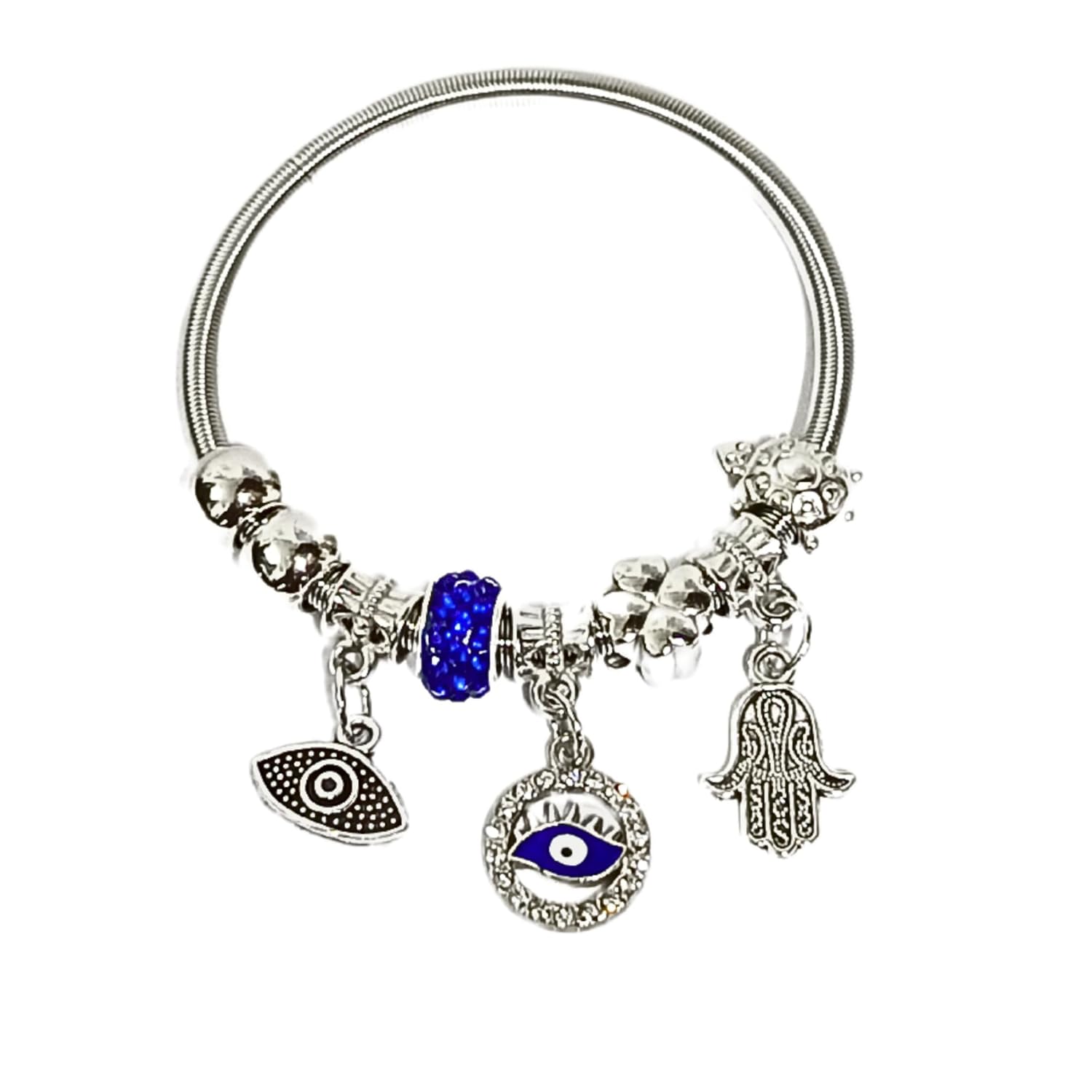 santarms Latest Silver Plated Steel Open Crown Crystal Charm bracelets For Women And Girls For Gifts