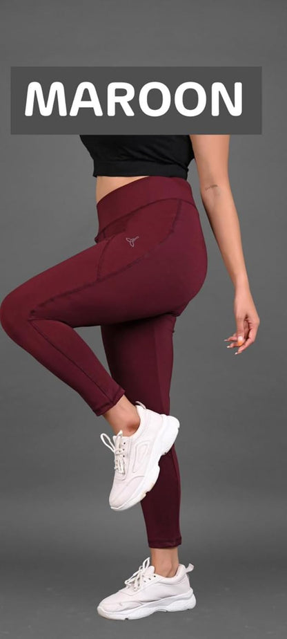 santarms Yoga & Gym Purple Skinny Pants Women Super Stretch Dryfit Fabric