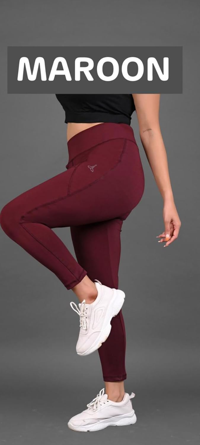 santarms Yoga & Gym Purple Skinny Pants Women Super Stretch Dryfit Fabric