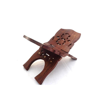 santarms Wooden Book Stand rehal for Reading - for | Geeta or gita | Bible | Granth Saheb | ramcharit Manas | rehal Quran Stand (10 INCH)