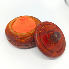 santarms Wooden Kumkum Box (2.5 Inch Height) Elegant Indian Handicrafts Sindoor For Pooja Room | Ideal Haldi, Tilak, And Compact Affordable Holder Ladies Traditional Low Rate Accessory