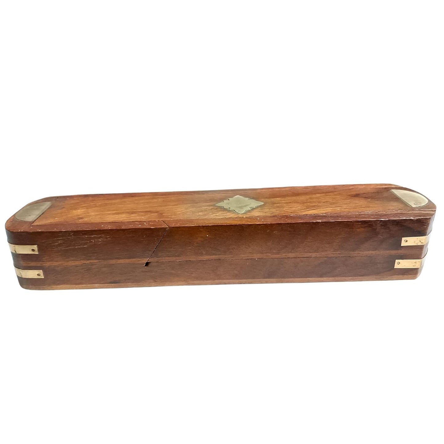 santarms Handmade Wooden School Pencil Box for Boys and Girls | Antique Sliding Lid Inlay Brass Pen Box for Kids