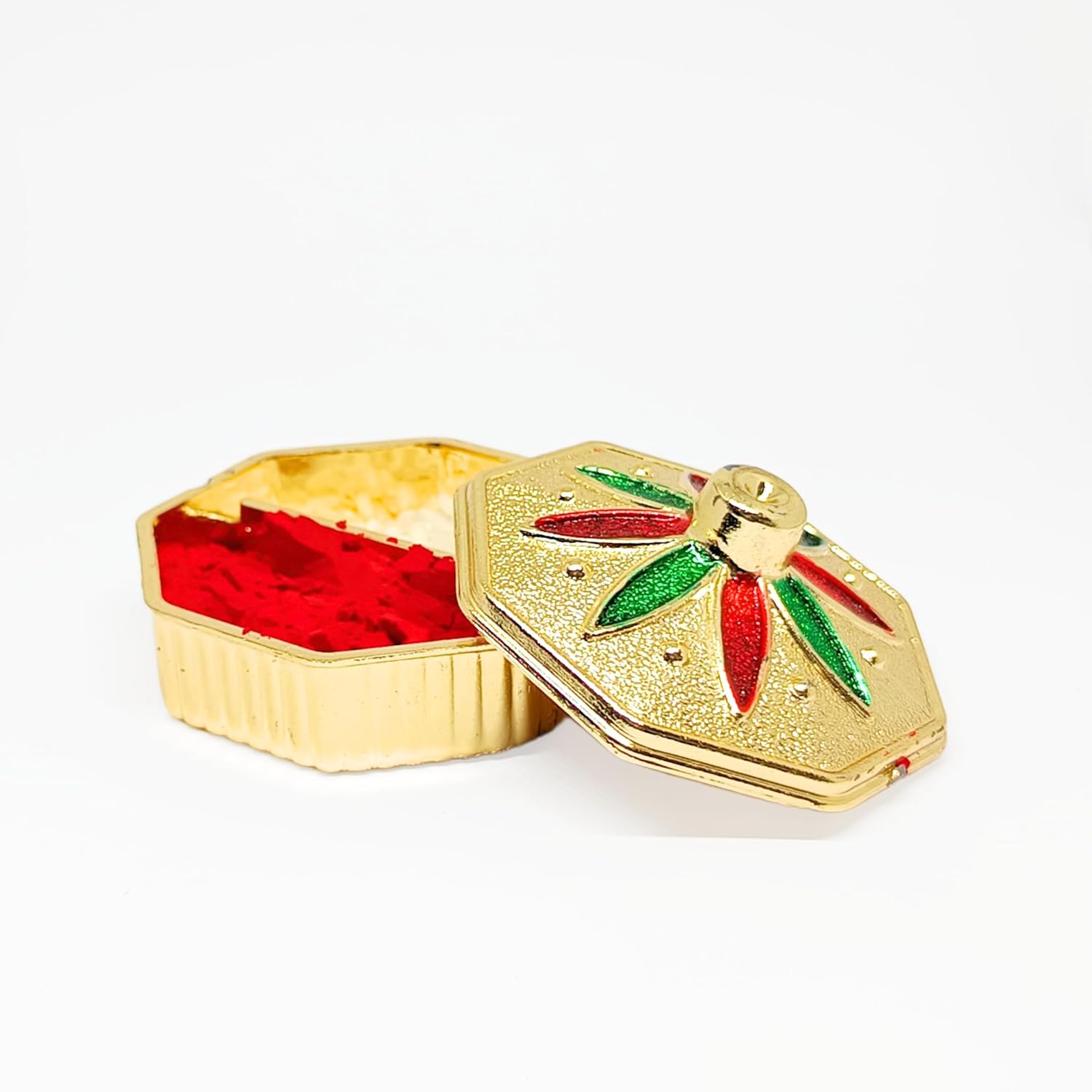 santarms Meenakari Roli Chawal Box - Pooja Accessory Kumkum Sindur Dabbi, Roli chawal, Pack of 1