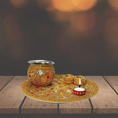 Santarms Chhath Puja Thali Set Puja Thali Items Decorative Thali Set Chhath Pooja Special Wife Wedding Gifts Thali chhat puja Thali Puja Gift Items Worship Articles Puja Thali Puja Articles