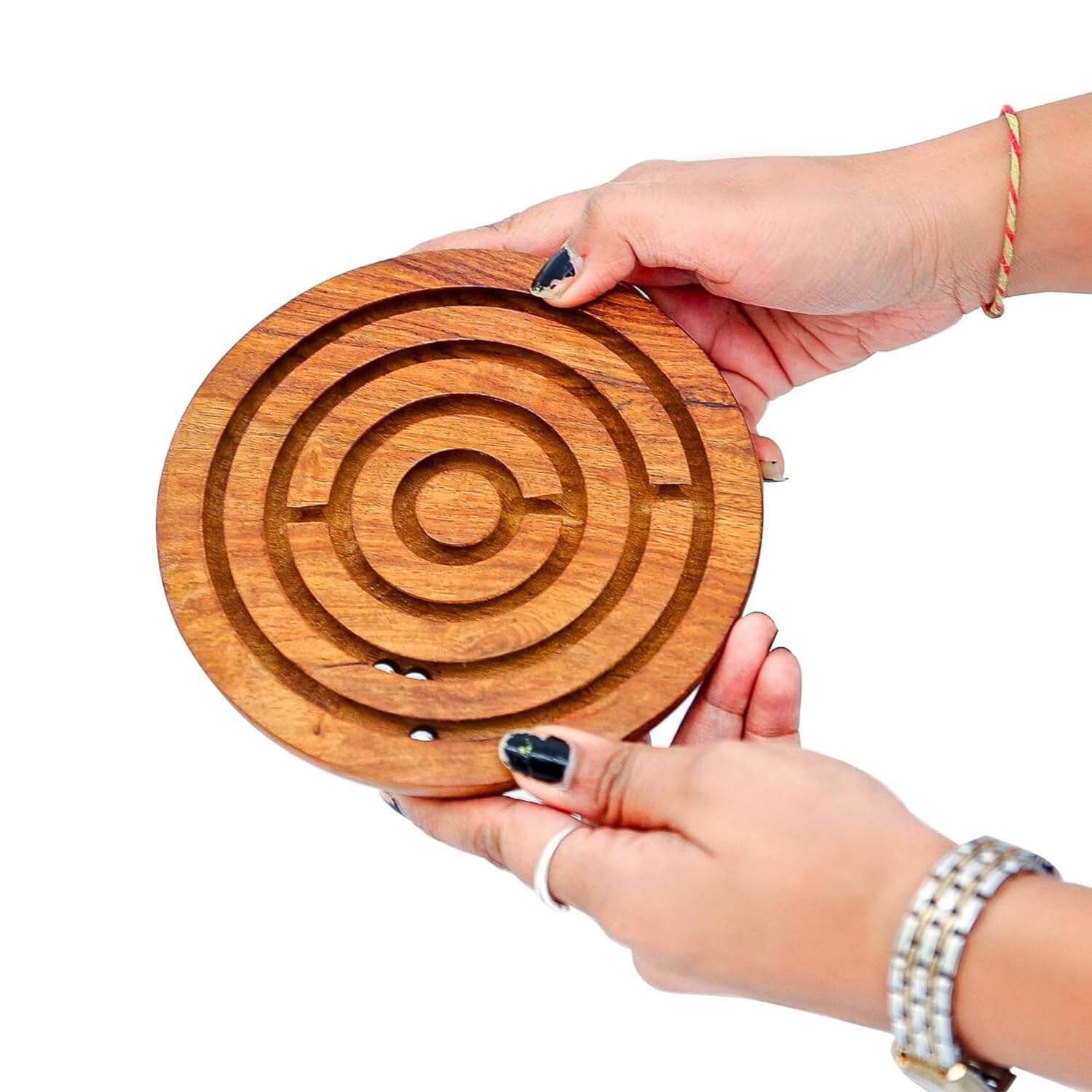 Santarms® Handmade Wooden Labyrinth Maze Set: A Set of 4 Challenging Ball Chakri Games for Kids and Adults - Enhance Concentration and Enjoy Quality Entertainment
