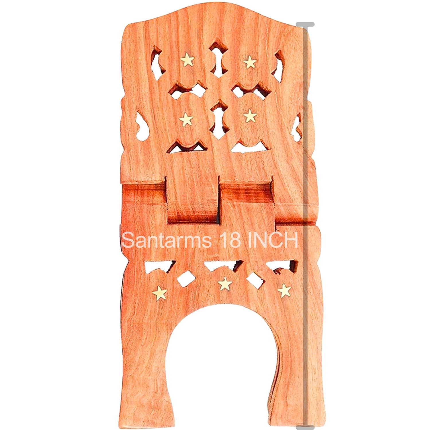 santarms Wooden Holy Quran Sharif Rehal Book Reading Holder Rihal Stand Foldable Kuran Shelf Rahel Stand Items for Office & Home Decor, 18 INCH