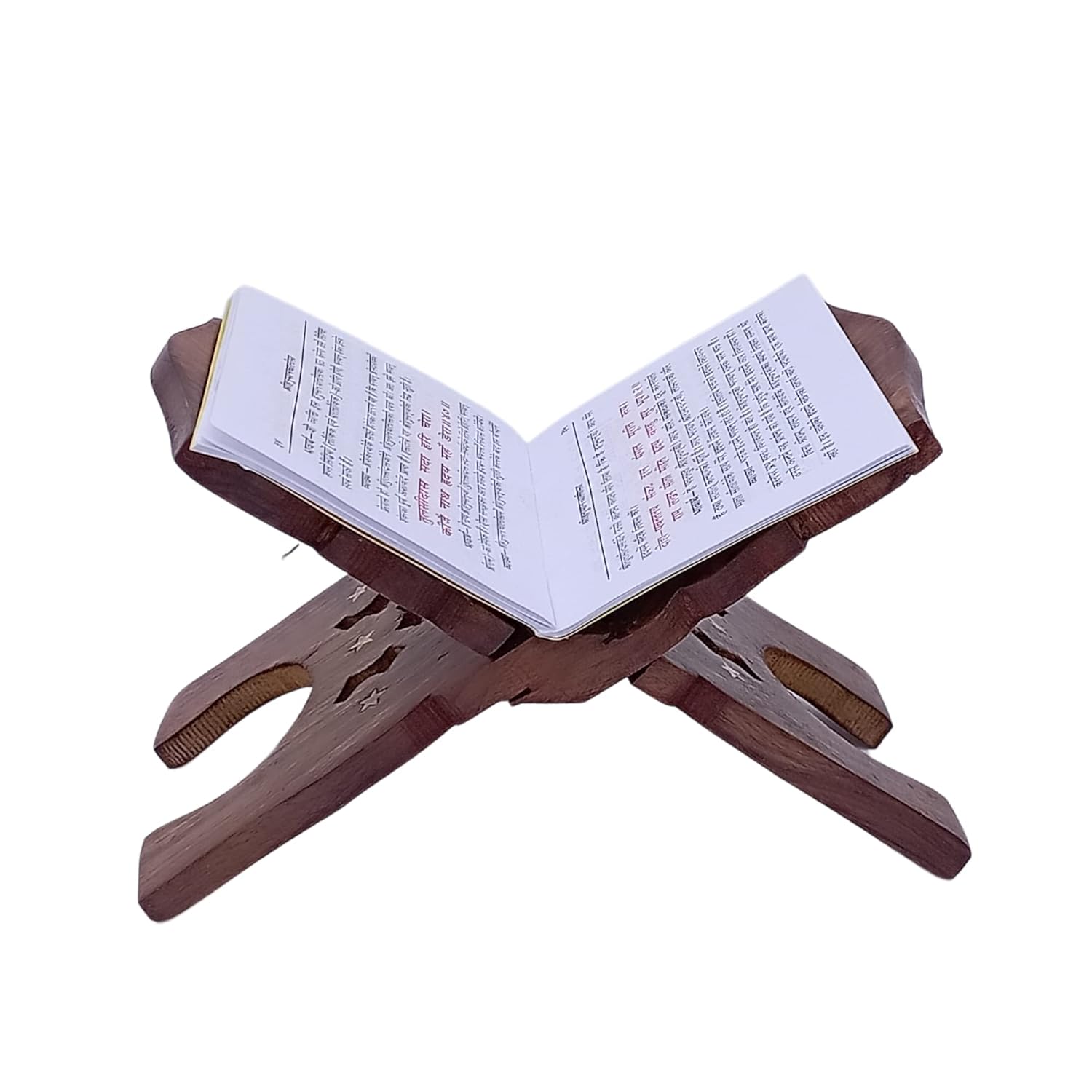 santarms Geeta Stand woodenhanuman chalisa Book Book Stand | Stand for Reading | bhagwat Geeta Stand | ramayan Stand Pooja Stand Wooden bhagwat Geeta in Hindi Original Book with Stand (15 INCH)