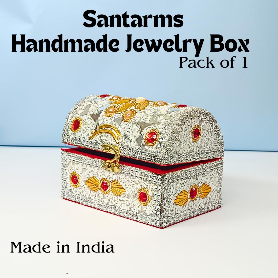 santarms Jewelry Box (White) Shringar Box Married Marriage Women Wedding Gift Gift Vanity Box with Wedding Gift Valentine Gift Gift for Girlfriend jewellery box, Pack of 1