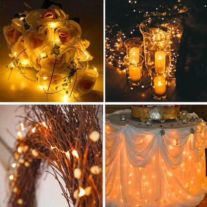 santarms 6.5 feet LED String Light with Battery Lights for Indoor Outdoor Decoration Waterproof String Light for Home Décor,Diwali, Christmas 20 Bulb (Warm White) (1)