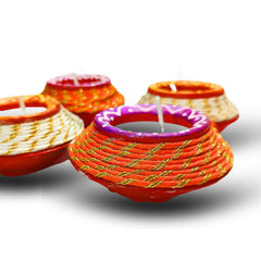 Santarms Terracotta Diya Set Wax Filled Earthen Mitti Matki Diyas Combo Pack for Festive Home Decor and Traditional Celebrations 2 Piece Jashmin Fragrance Scented Candles 2hours
