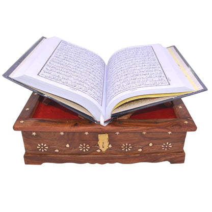 Santarms Handmade Wooden Quran Box for Reading - Stand Fordable with pak Stand | |Pooja holy Holder rehal Quran Book Quran Box