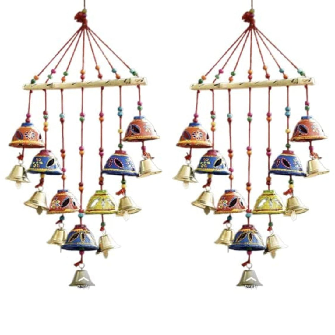Santarms Handmade Toran Door Hanging for Diwali, New Year, Inauguration, Wedding, and Festival Pooja and Mehendi Decoration with Bells, Cut Design Plastic and Wood Home Décor Showpiece