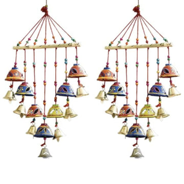 Santarms Handmade Toran Door Hanging for Diwali, New Year, Inauguration, Wedding, and Festival Pooja and Mehendi Decoration with Bells, Cut Design Plastic and Wood Home Décor Showpiece