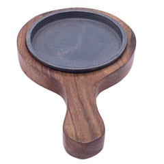 santarms Cast Iron Sizzler Plate with Wooden Stand Pack of 3