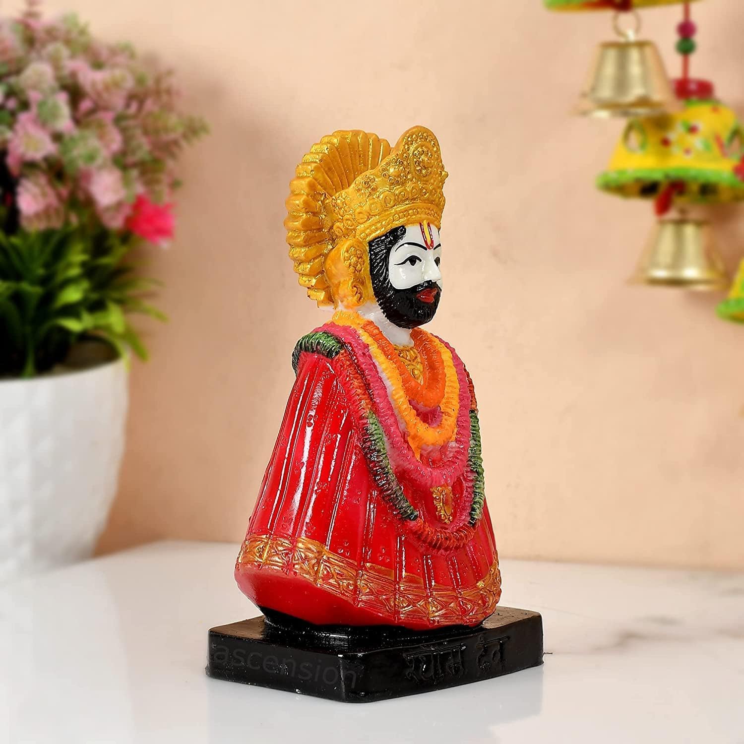 santarms Khatu Shyam Idol of Baba Shyam [Hare Ka Sahara Baba Shyam Humara] Car Dashboard Decorative Idol - Handcrafted Spiritual Figurine for Car, Home, or Office Decor - Buy