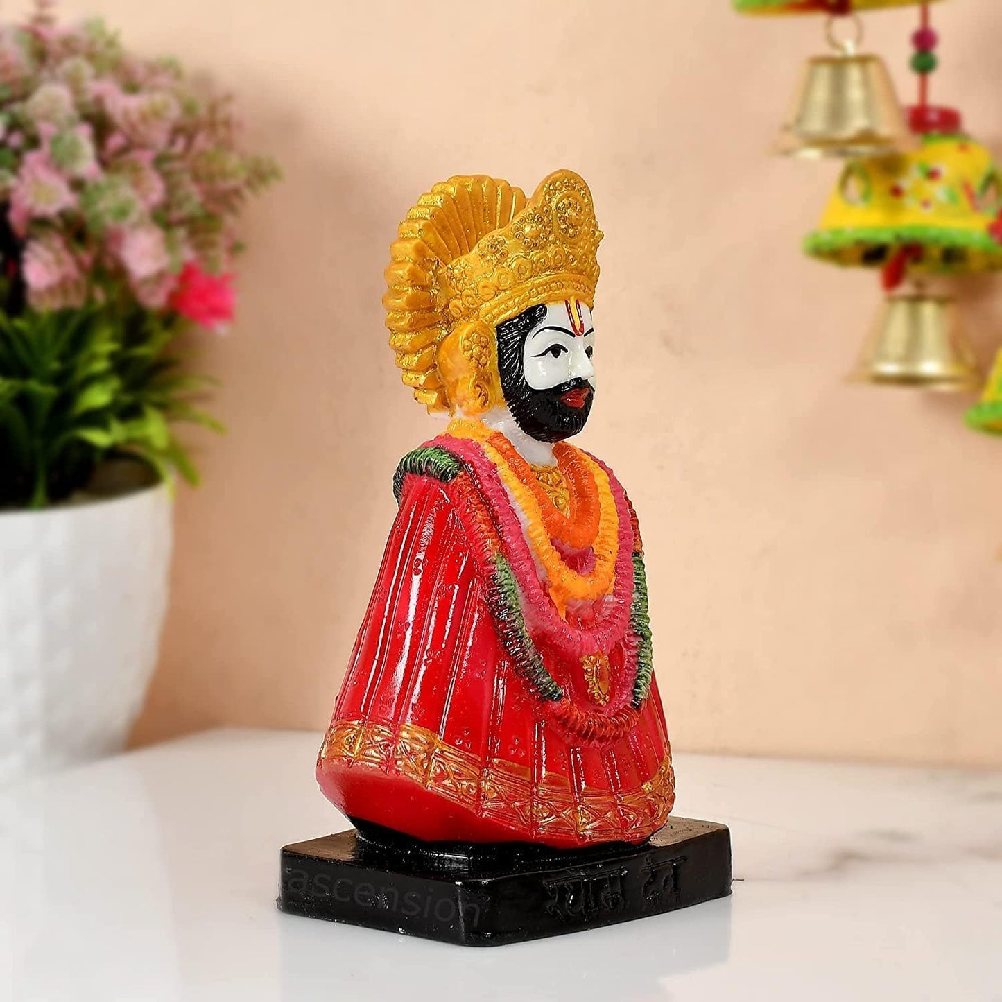 santarms Khatu Shyam Idol of Baba Shyam [Hare Ka Sahara Baba Shyam Humara] Car Dashboard Decorative Idol - Handcrafted Spiritual Figurine for Car, Home, or Office Decor - Buy
