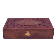 santarms Wooden Jewelry Box is a stylish organizer for women's rings, earrings, and bracelets, combining functionality with Kashmiri-inspired elegance, 1 pcs